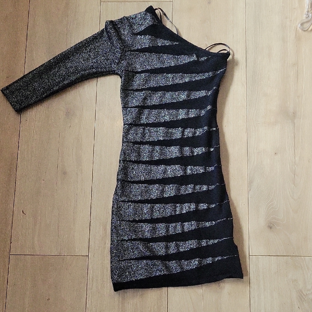 Black and Silver Striped Dress